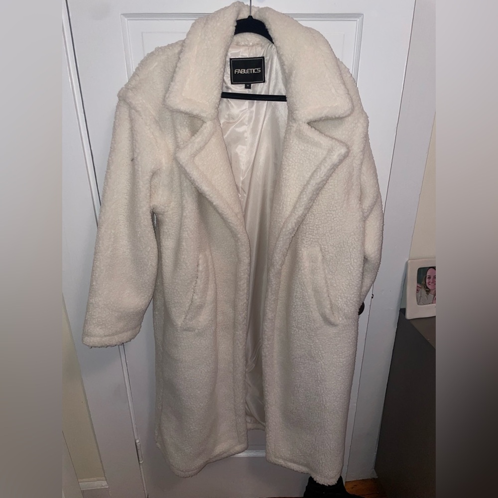 BRAND NEW - fuzzy white trench coat